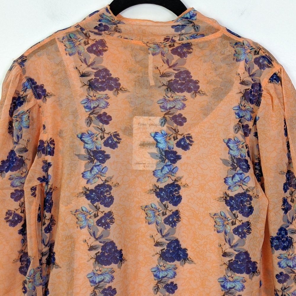 Free People Amber Orange Floral Top NWT - Picture 5 of 11